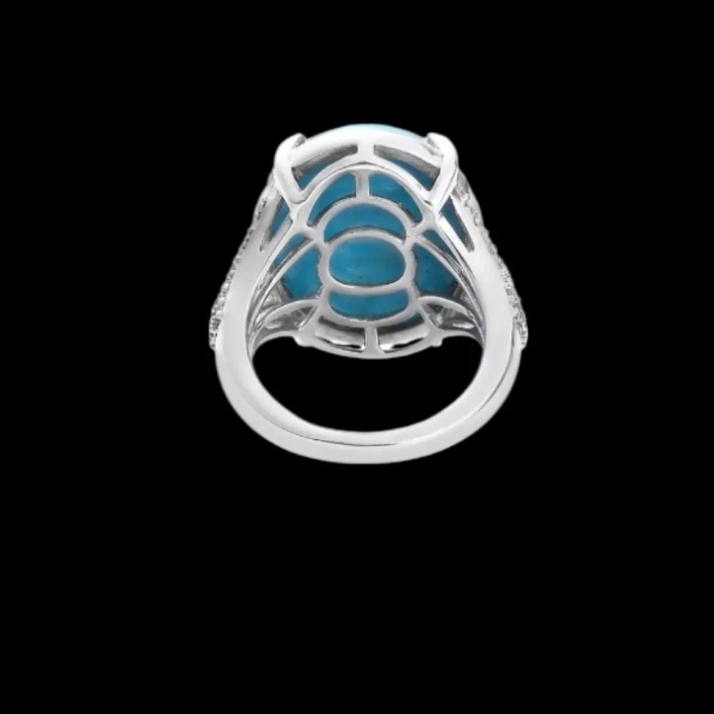 7.85 CTW Sleeping Beauty Turquoise Platinum Over Sterling Silver Ring Sz 9
